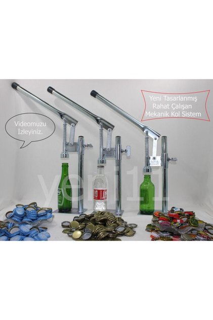 Gazoz Soda Kapağı Kapatma Makinesi + 250 Kapak Şişe Kapatma Aleti