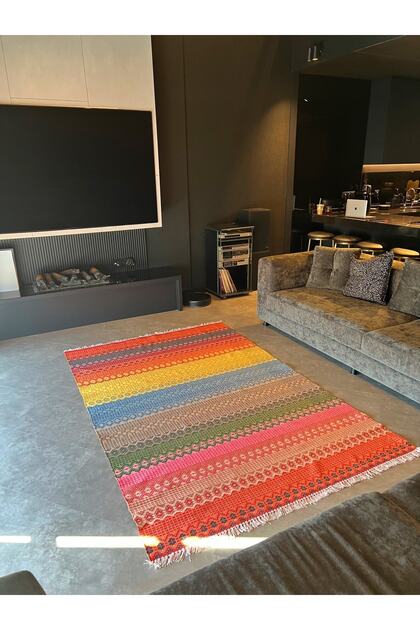 Cotton 546 Vibrant Multi-Colored Woven Base Rug