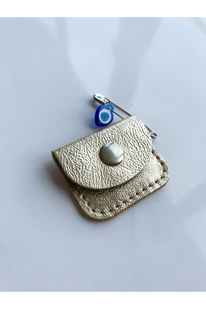 Baby Cevşen Prayer Pendant Amulet Genuine Leather Handmade Gold