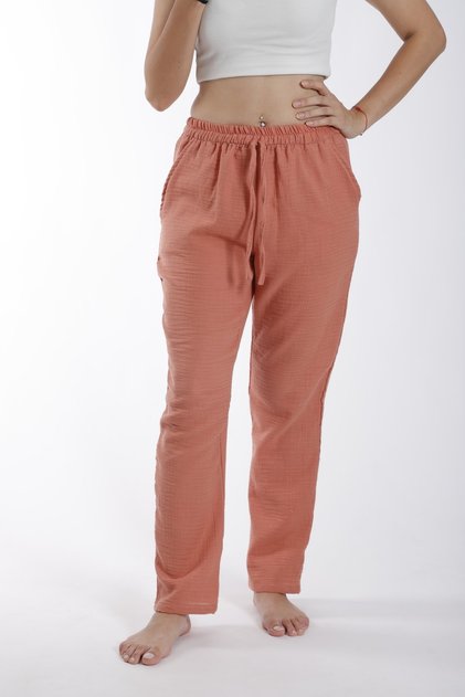 Muslin Comfortable Pajama Bottoms for Women - Orange
