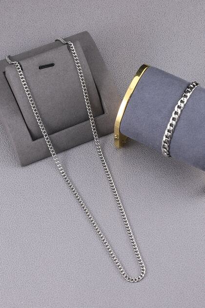 Stainless Steel Men's Necklace and Bracelet Chain Set - Imported Non-Tarnish Steel