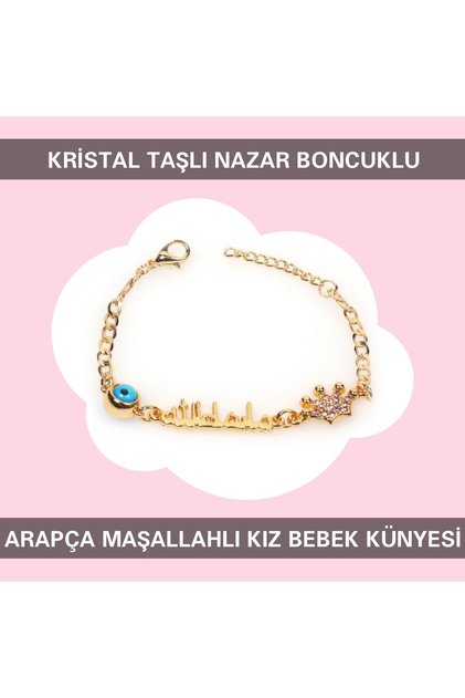 Evil Eye Beaded Arabic Mashallah Written Baby Girl Bracelet Ibcb026
