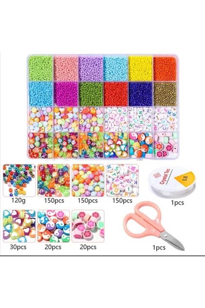 24 Eyed Sand Beads and Letter Beads Jewelry Making Set in Box