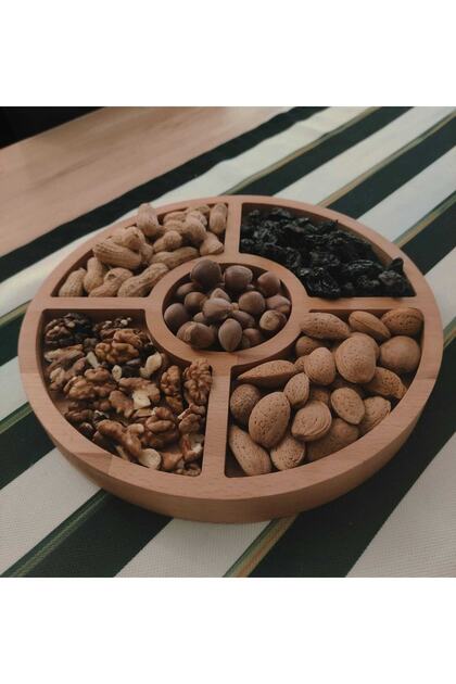 Wooden Breakfast Fruit Nuts Chips Serving Plate