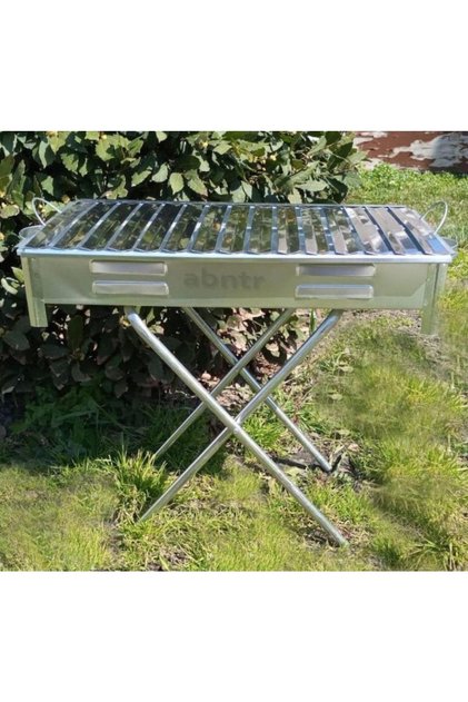 Ayaklı Büyük Mangal 60cm Kebapçı Geniş Oluklu Paslanmaz Galvaniz Gövde Krom Izgara Kömürlü Mangal