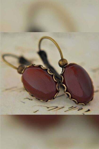 Autumn Akik Taşlı Bronz Küpe