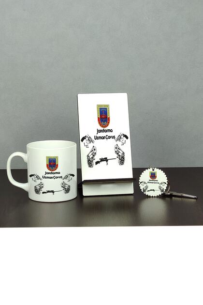 Jandarma Uzman Çavuş Üçlü Set (kupa + Telefon Standı + Anahtarlık)