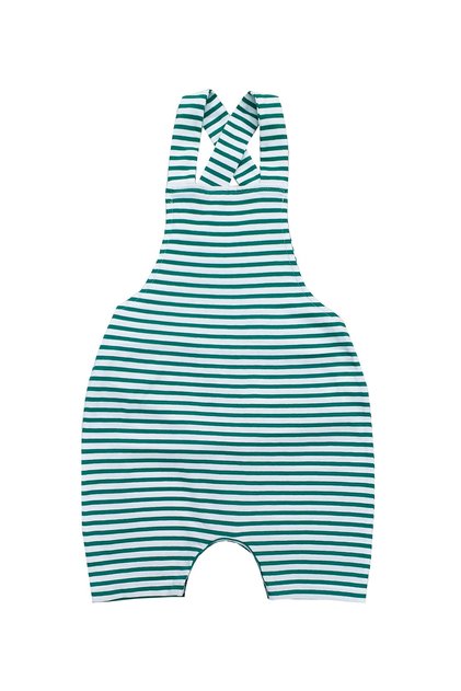 Unisex Green Striped Baby Salopet
