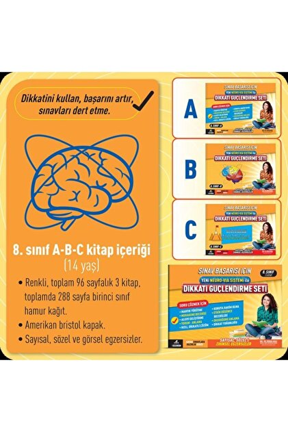 Adeda Yayınları Dikkati Güçlendirme Seti 8. Sınıf 14 Yaş - Fiyatı