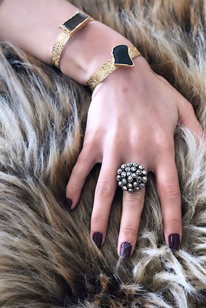 Hematite Stone Bronze Ring
