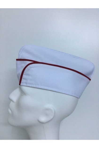 Chef Cap Hat (Red Piping)