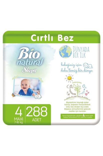 Sleepy Bio Natural Bebek Bezi 4 Numara Maxi 288 Adet - 1