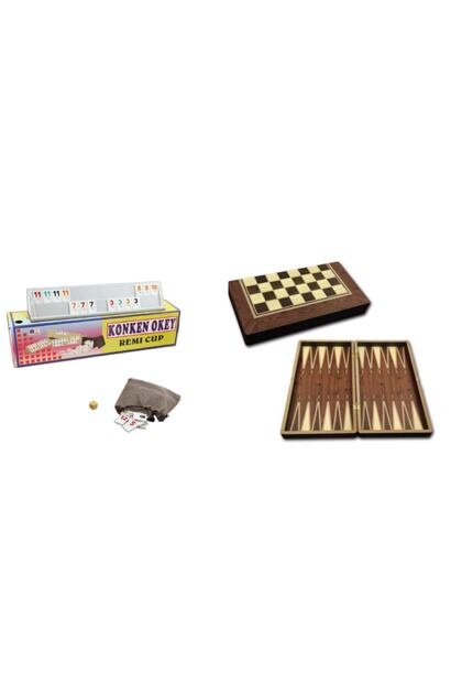 2-Piece Game Set Platinum Backgammon Large-Konken Plastic Okey