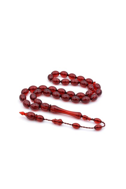 Genuine Mastery Barley Cut Dark Red Airplane Glass Rosary Large Size