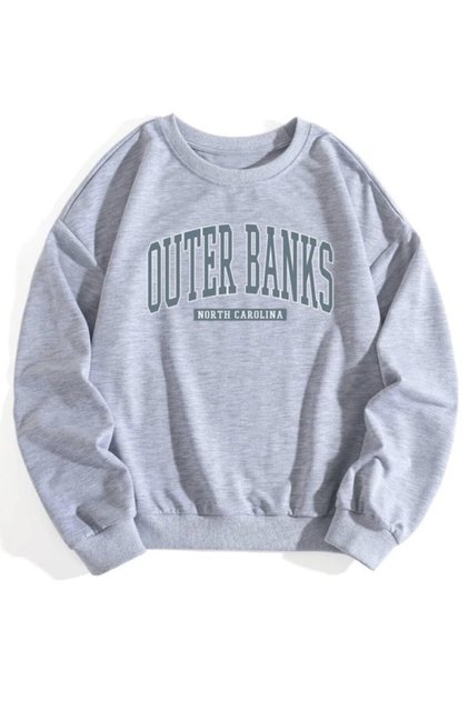 Erkek Gri Outer Banks Oversize Sweatshirt