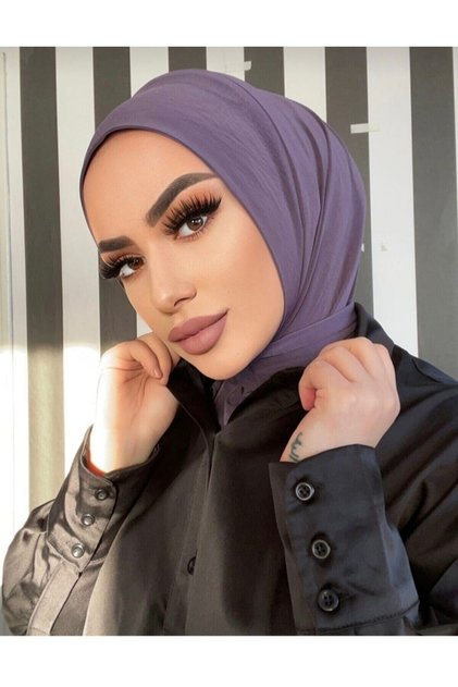 وشاح حجاب نسائي من الخزامى مع غطاء للرأس