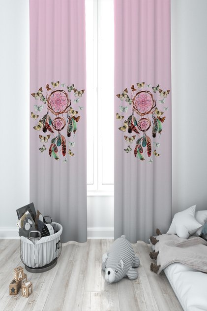 Children's Room Butterflies and Feathers Dream Hunter Wing Background Curtain