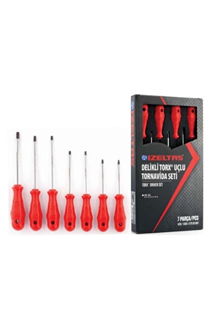 İzeltaş Delikli Torx Uçlu Tornavida Seti 7 Parça Tr10 - Tr15