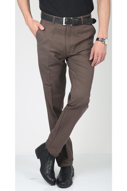 Men's Brown Linen Trousers Regular Fit