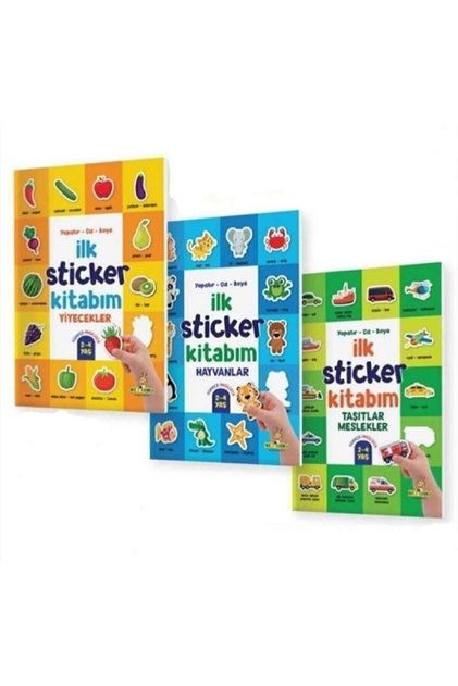 Ilk Sticker Kitabım 2-4 Yaş Yapıştır-çiz-boya -taşıtlar-hayvanlar-yiyecekler-3 Kitap