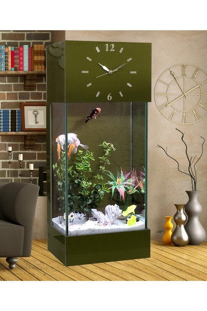 Led Işıklı Saatli Kule Akvaryum Seti