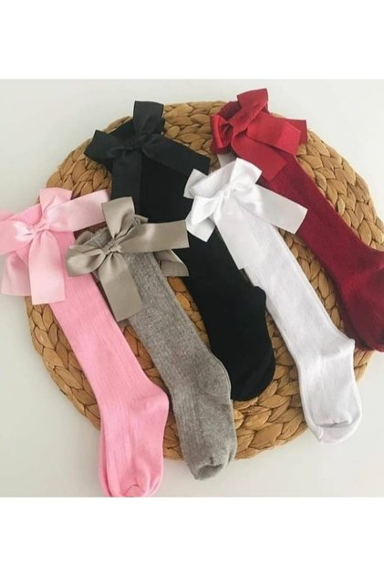 جوارب ركبة للأطفال مع فيونكة 5 قطع