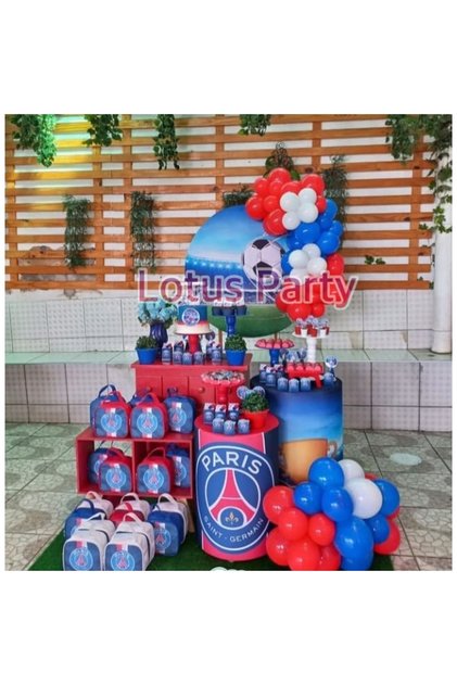 30 Football Themed Balloon Set - ( Red - Navy Blue - White Balloon )