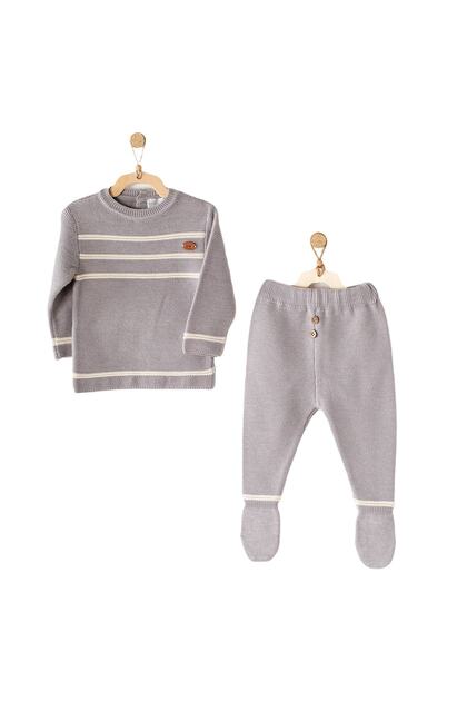 Ac23261 Knitwear Two-Piece Baby Set Grey