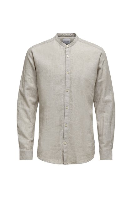 Men's Beige Shirt - Solid Linen Noos (22019173-chi)