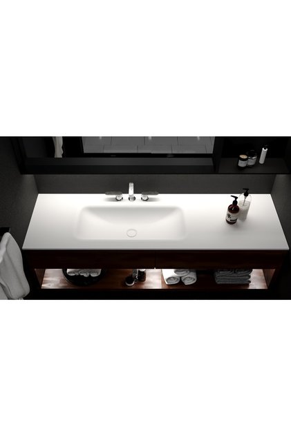 Akrilik Corian Lavabolu Banyo Tezgahı