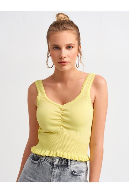 Tanktop 2650 mit Kordelzugkragen für Damen, Limettengrün, 101A02650