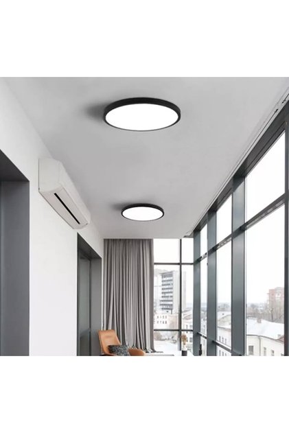 Tavana Sıfır Plafonyer Panel Led Avize 6500k Buz Beyazı Işıksiyah Gövde