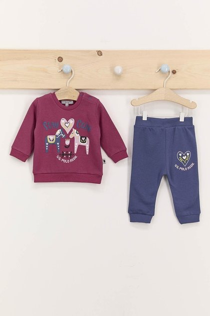 U.S. Polo Assn Stay Cozy Plum Baby Girl Set