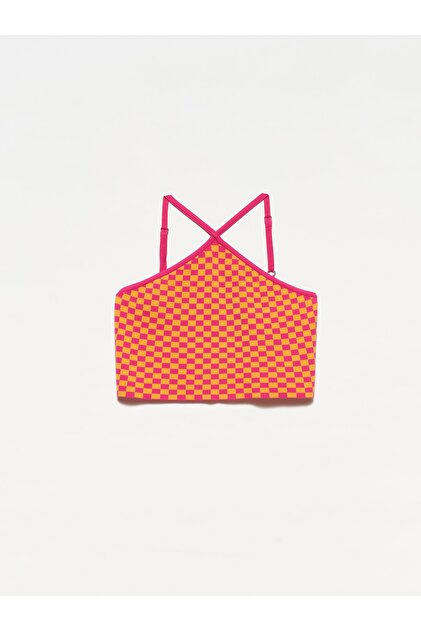 【美品】digne jacquard tank Dilvin 10185 Front Cross Strap Tank Top-fuchsia-twin.- Trendyol