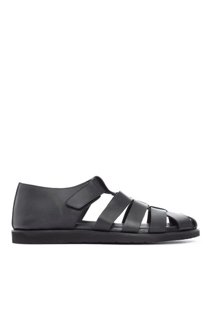 Men's Black Leather Sandals