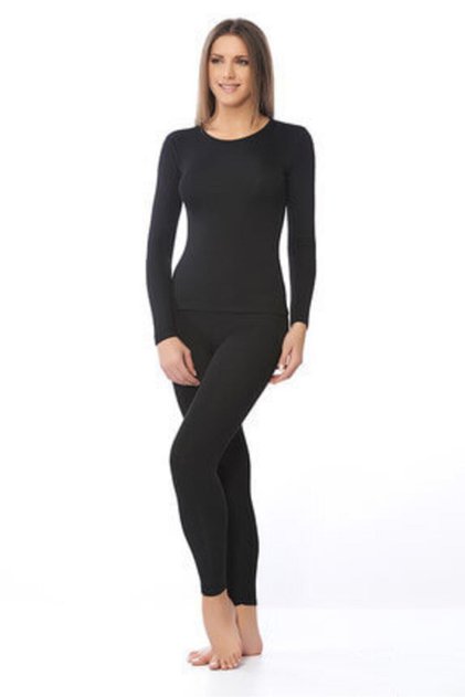Keyal Women's Black Thermal Underwear Top and Bottom Set