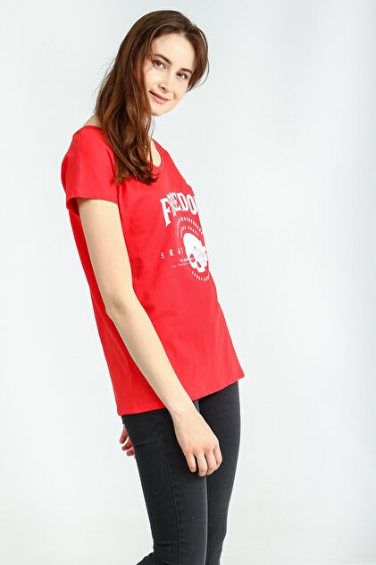 Collezione Kırmızı Kadın Sıyah Spor Regular Kısa Kol T-shirt - 3
