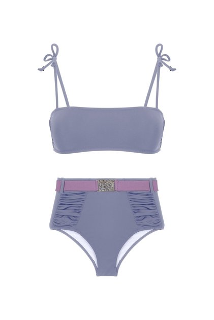 Strapless High Waist Gray Bikini Set