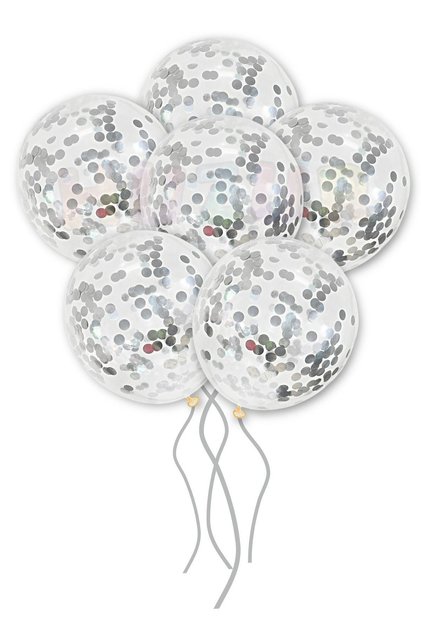 Silver Confetti Transparent Balloon 10 Pieces 30 cm See-Through Sequin Balloon Gray Balloon Sequin Colorless Balloon
