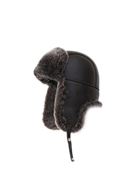 Mumcu's Leather Deri Kürklü Unisex Pilot Şapkası - Ushanka