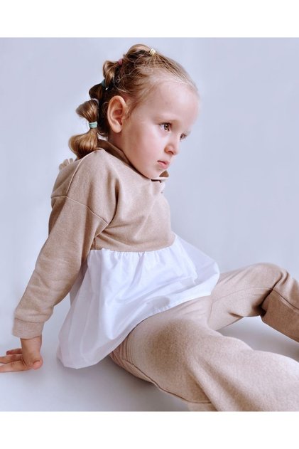 Girl's Beige Cozy Tracksuit Set