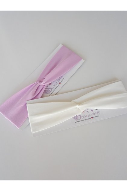Adult Bandana Hair Band Lilac and White 2 Pack