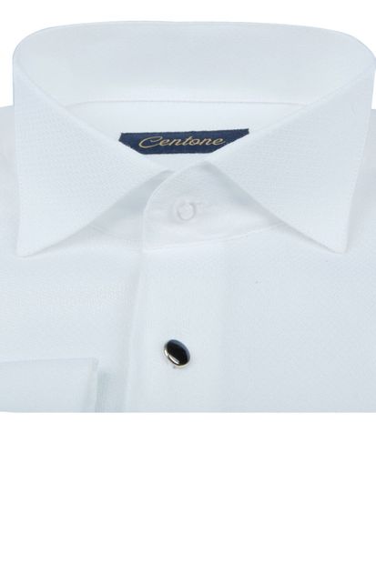 Centone Beyaz Comfort Fit Duble Manşet Gömlek 19-0212 - 2