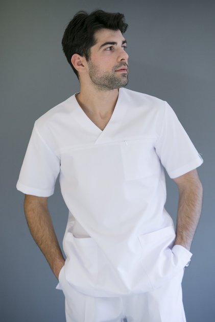 Zarf Yaka Kısa Kollu Doktor Hemşire Üniforma Alpaka Takım