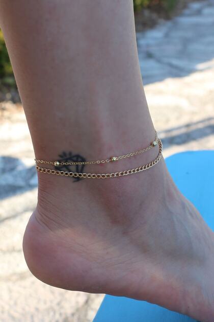 2 Pack Dorica And Flat Chain Gold Color Women's Anklet