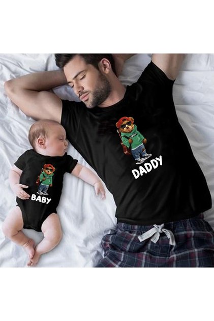 Teddy Cute Bear Dad Baby Tshirt Bodysuit (the price is for one item, add 2 pieces to the cart to make a combination)