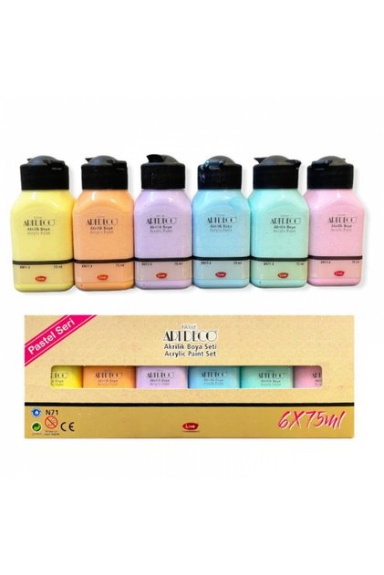 6 Lı Akrilik Boya Seti 75 Ml Pastel Renkler