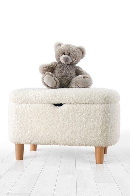 Yomme Çocuk Sandikli Puf -beyaz Teddy