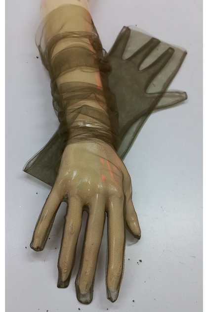 Bella Evening Dress Bridal Party Gloves Long Army Green