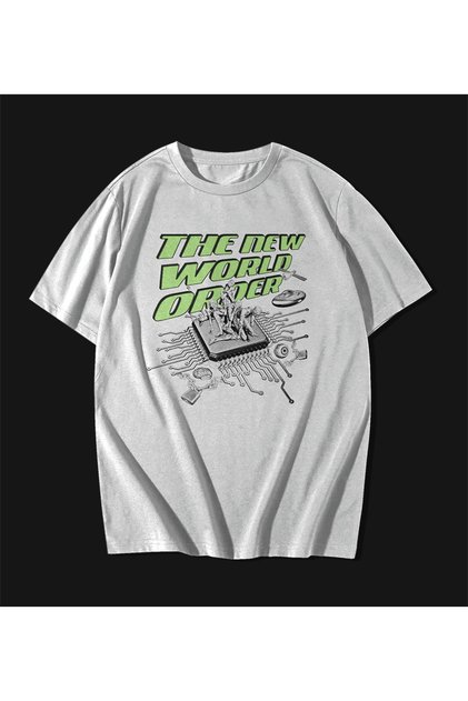 The New World Order Written Oversize Unisex White T-shirt T-shirt